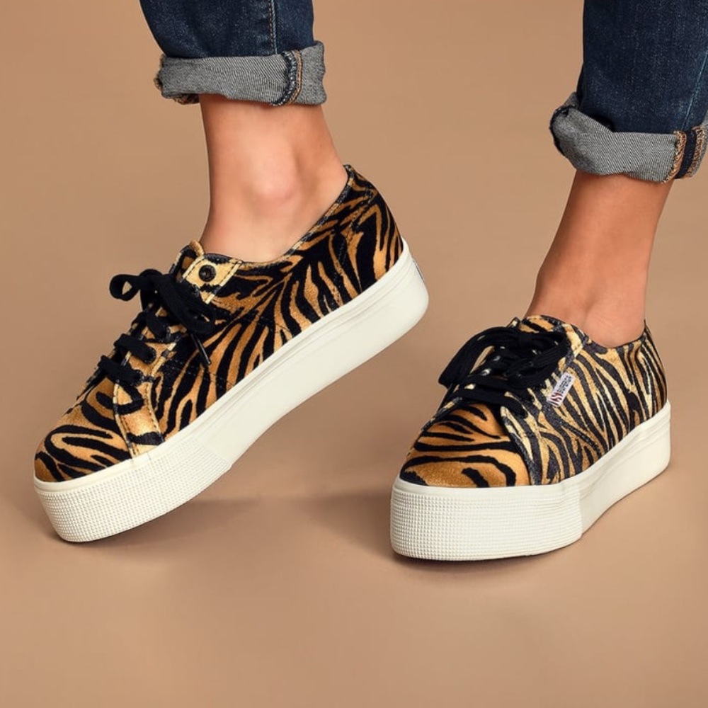 Superga 2790 Platform Velvet Zebra Sneaker